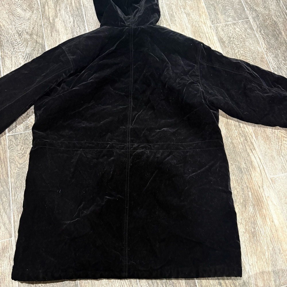 Vtg PORTRAIT Black Velvet Women’s Coat Hooded Sz‎ L Holiday 90s Classic Boho - Picture 15 of 15